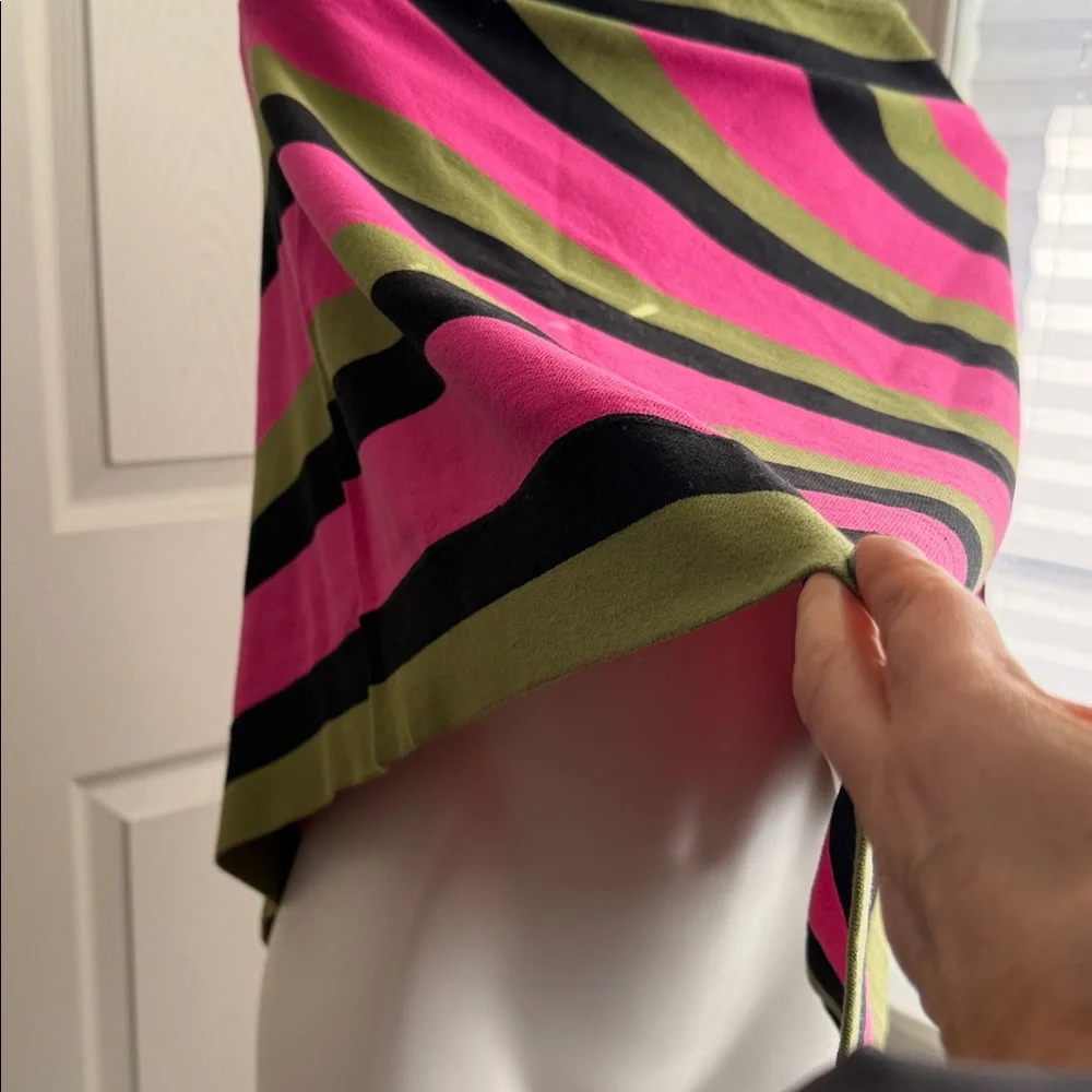 INC International Concepts Pink and Green Striped Poncho - Picture 6 of 6